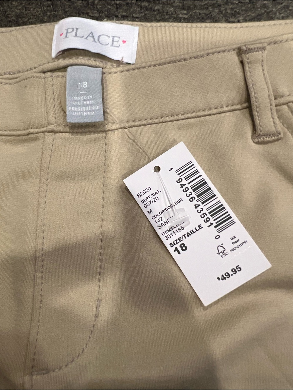 Place Girls Stretch Pull-On Leggings in Light Beige - Picture 3 of 3